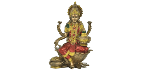 Enhance Your Space with the Grace of Goddess Lakshmi: The Stunning 7-Inch Polyresin Laxmi Statue