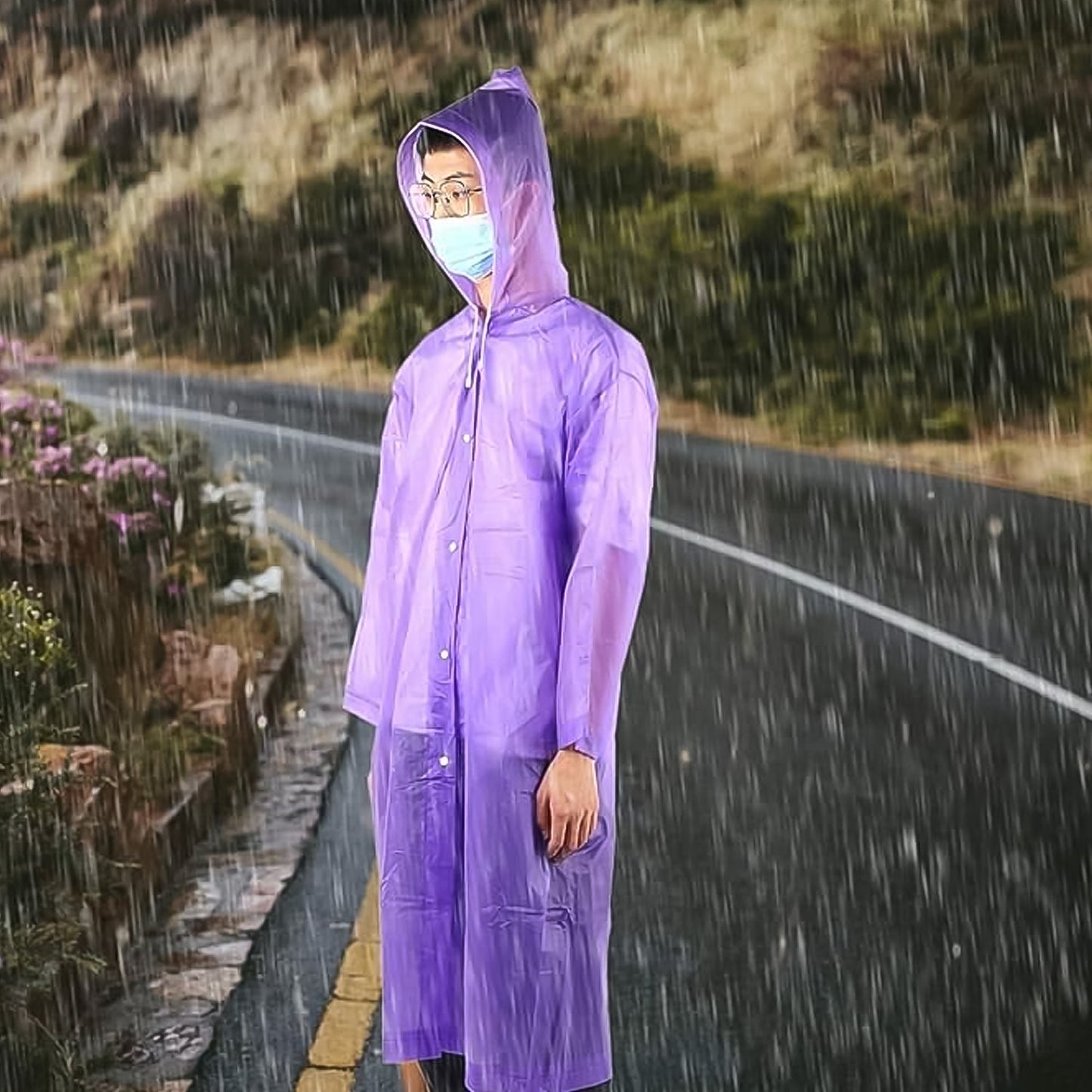 EVA Raincoat Protect Body Arms Legs, Waterproof Reusable Rain Poncho for Women Men Adult Kids Outdoor Traveling Eva Material Raincoat / Rain wear / Rain Suit for Outdoor Accessory (1pc)