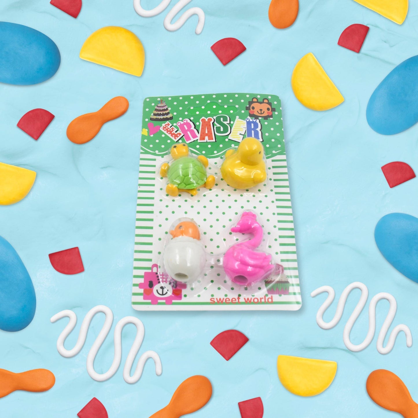 3D Mix Design Fancy Erasers – Cute & Colorful Novelty Erasers for Kids, School Prize (1 Set)