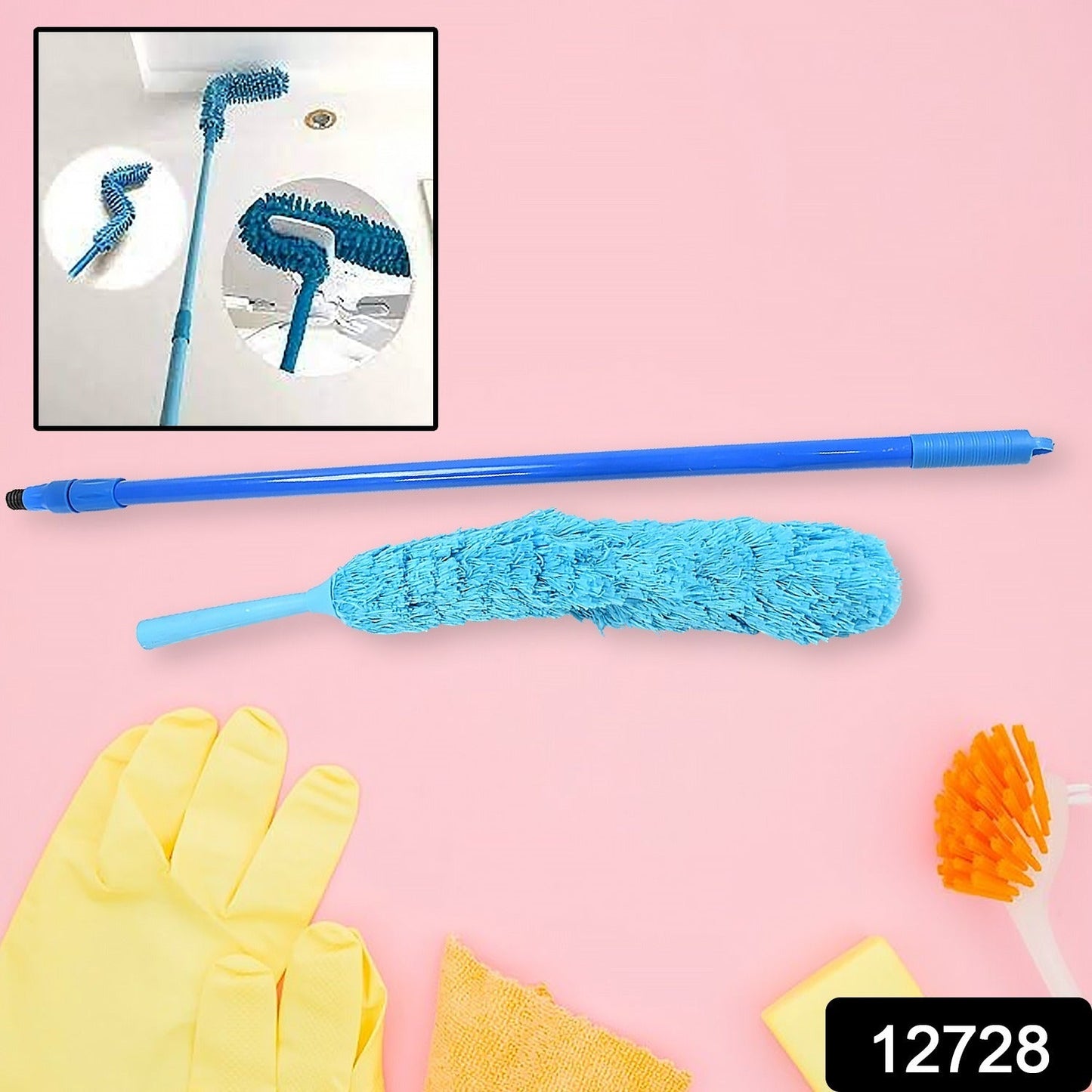 Adjustable Long Handle Microfiber Dust Brush – Foldable Ceiling & Appliance Cleaner