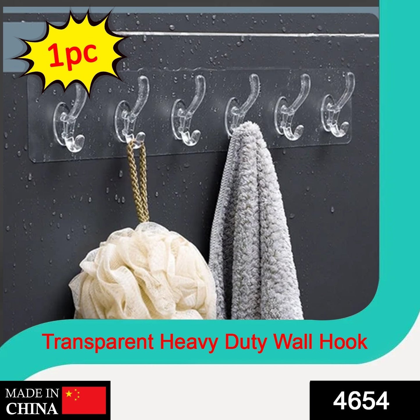Adhesive Golden & Transparent Heavy Duty Wall Hook