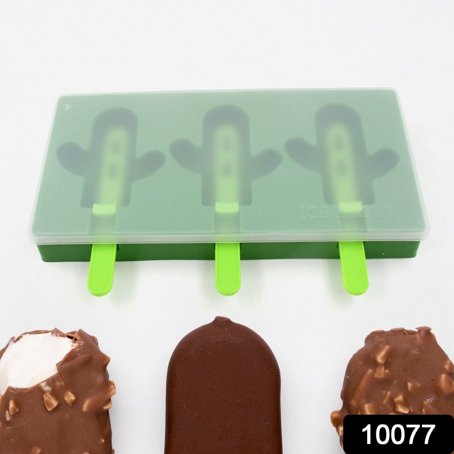 Ice Cream Mould sicle Mold, Cactus Shape Ice Molds Homemade sicle for DIY Ice sicle, 3-Cavity Summer Food Kitchen Tools (1 Pc)
