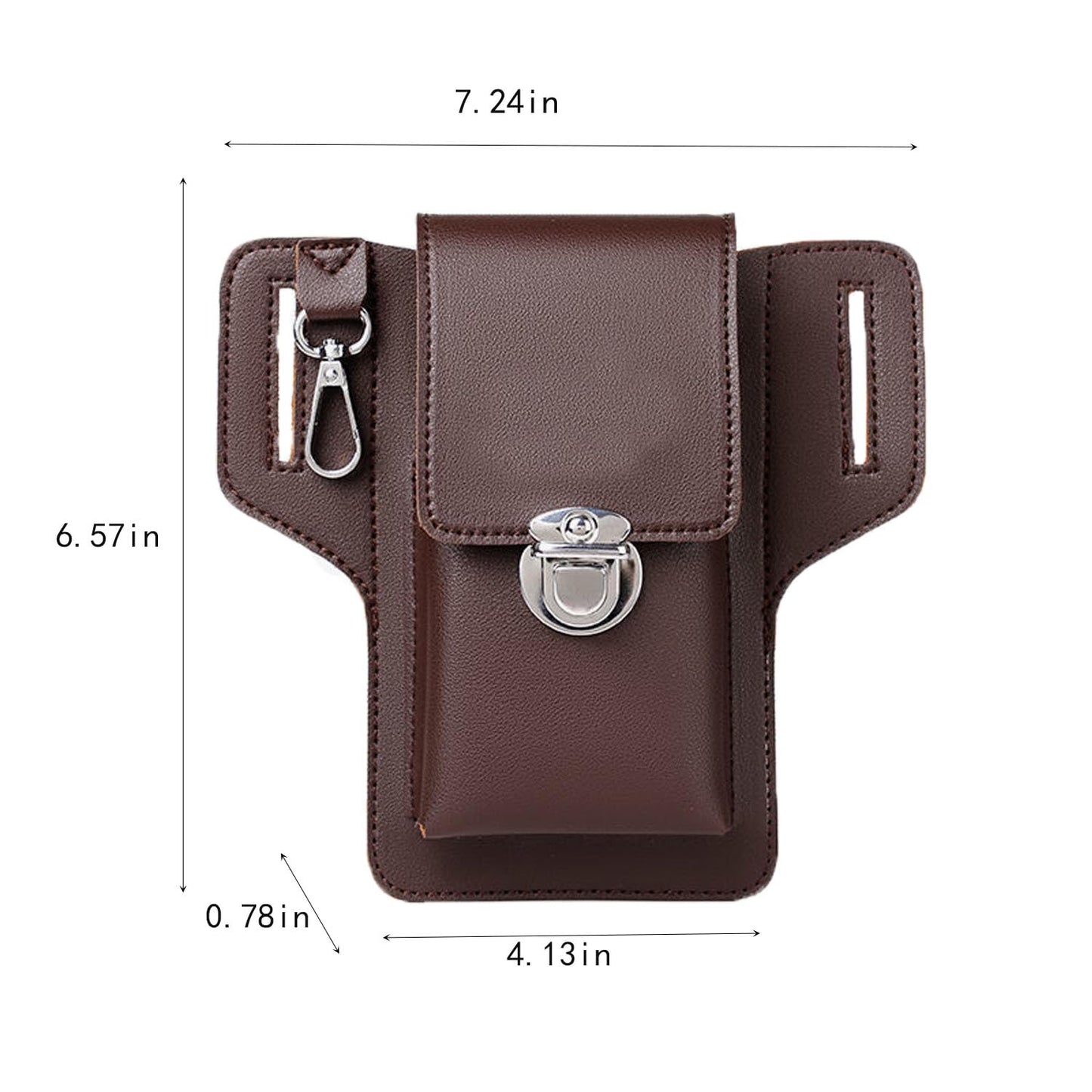Leather Cell Phone Holster with Keychain Clip – Buy 1 Get 1 Free (Brown & Black Combo)