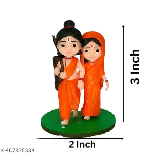 Sita Ram Bal Murti For Car Dashboard And Pooja Ghar – 3 Inch Orange