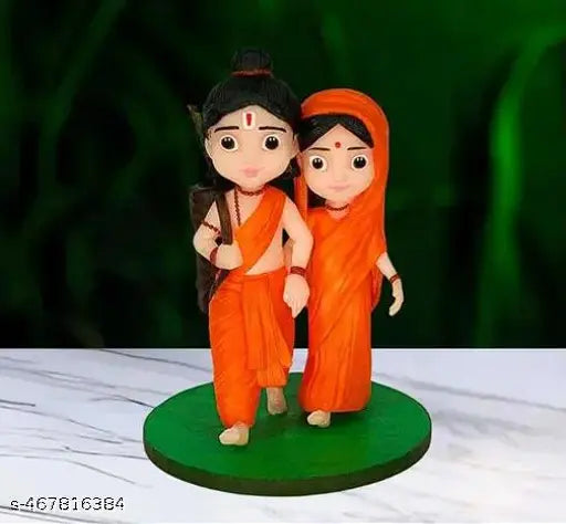Sita Ram Bal Murti For Car Dashboard And Pooja Ghar – 3 Inch Orange