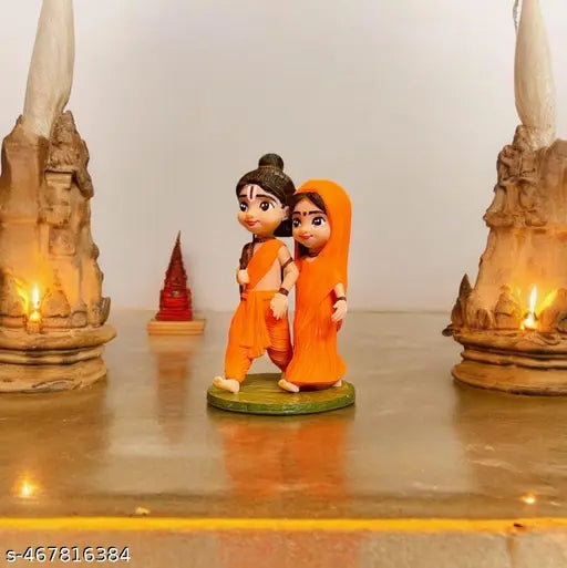 Sita Ram Bal Murti For Car Dashboard And Pooja Ghar – 3 Inch Orange