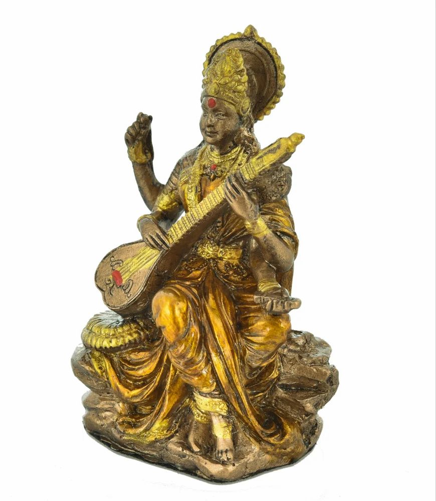 Polished Polyresin Saraswati Statue – 3x2 Inch, Perfect for Office Decor