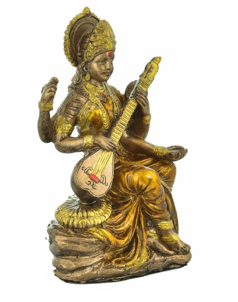 Polished Polyresin Saraswati Statue – 3x2 Inch, Perfect for Office Decor