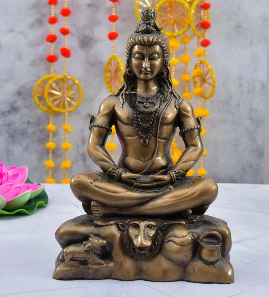 Polyresin Shiva Statue – 17" Inch, Brown, Perfect for Home
