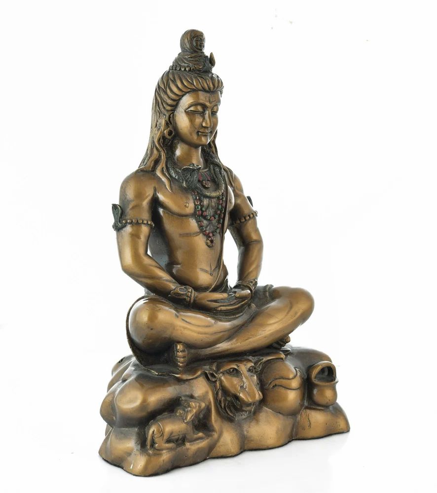 Polyresin Shiva Statue – 17" Inch, Brown, Perfect for Home