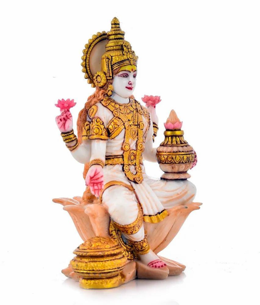 Resin 7-Inch Laxmi Ji Statue – White, Ideal for Worship