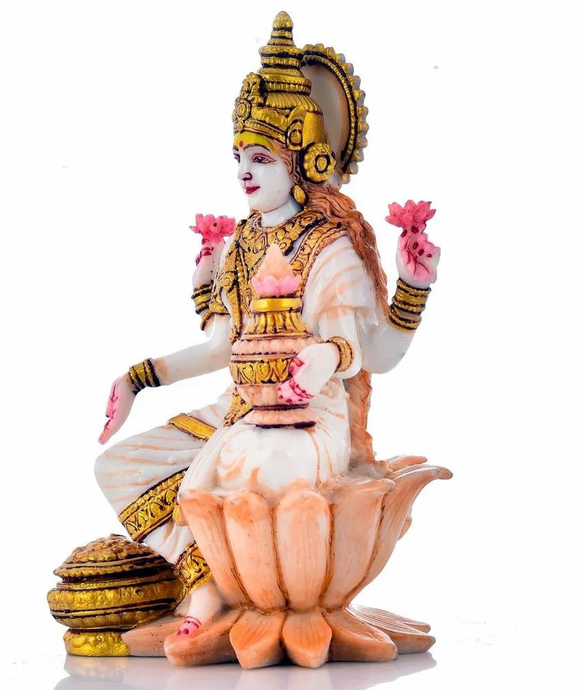 Resin 7-Inch Laxmi Ji Statue – White, Ideal for Worship