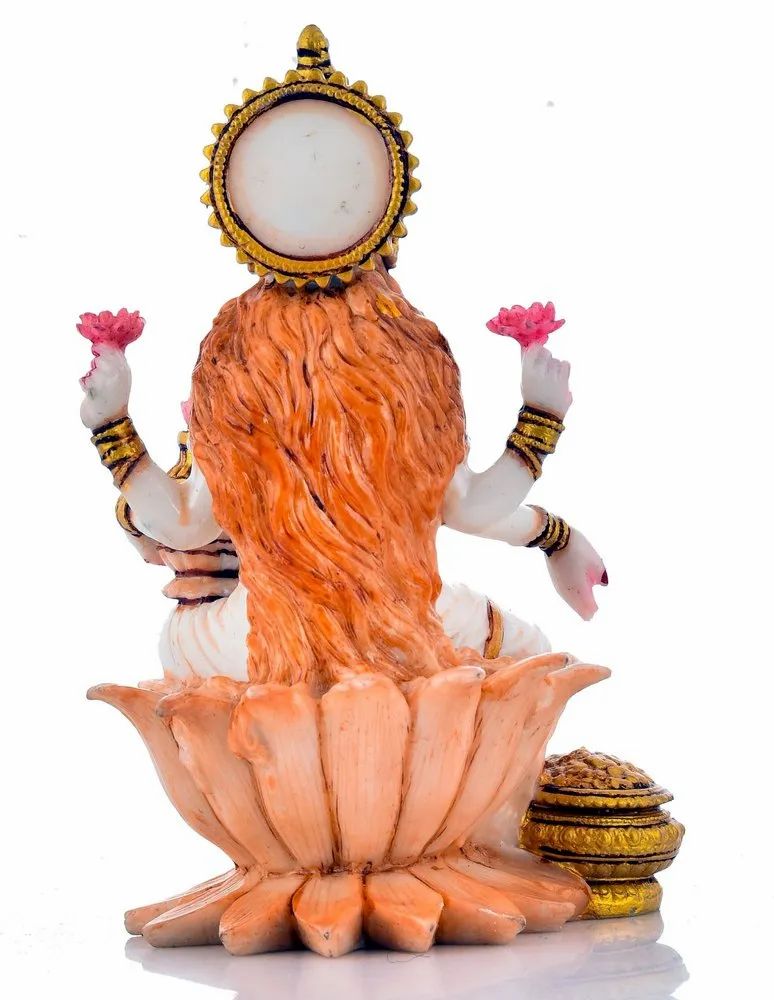 Resin 7-Inch Laxmi Ji Statue – White, Ideal for Worship