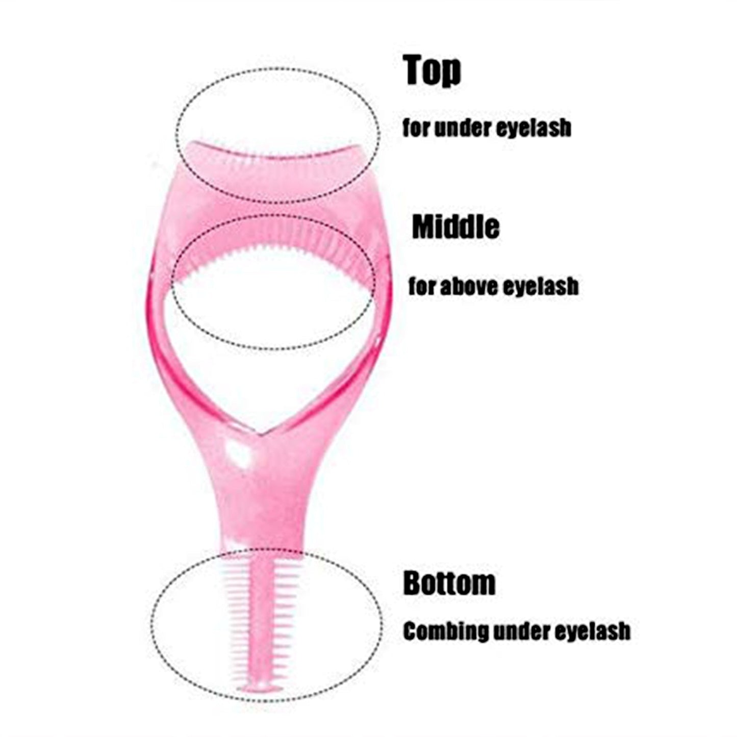 3-in-1 Plastic Eyelash Tool: Mascara Guide, Brush & Curler (1 Pc)