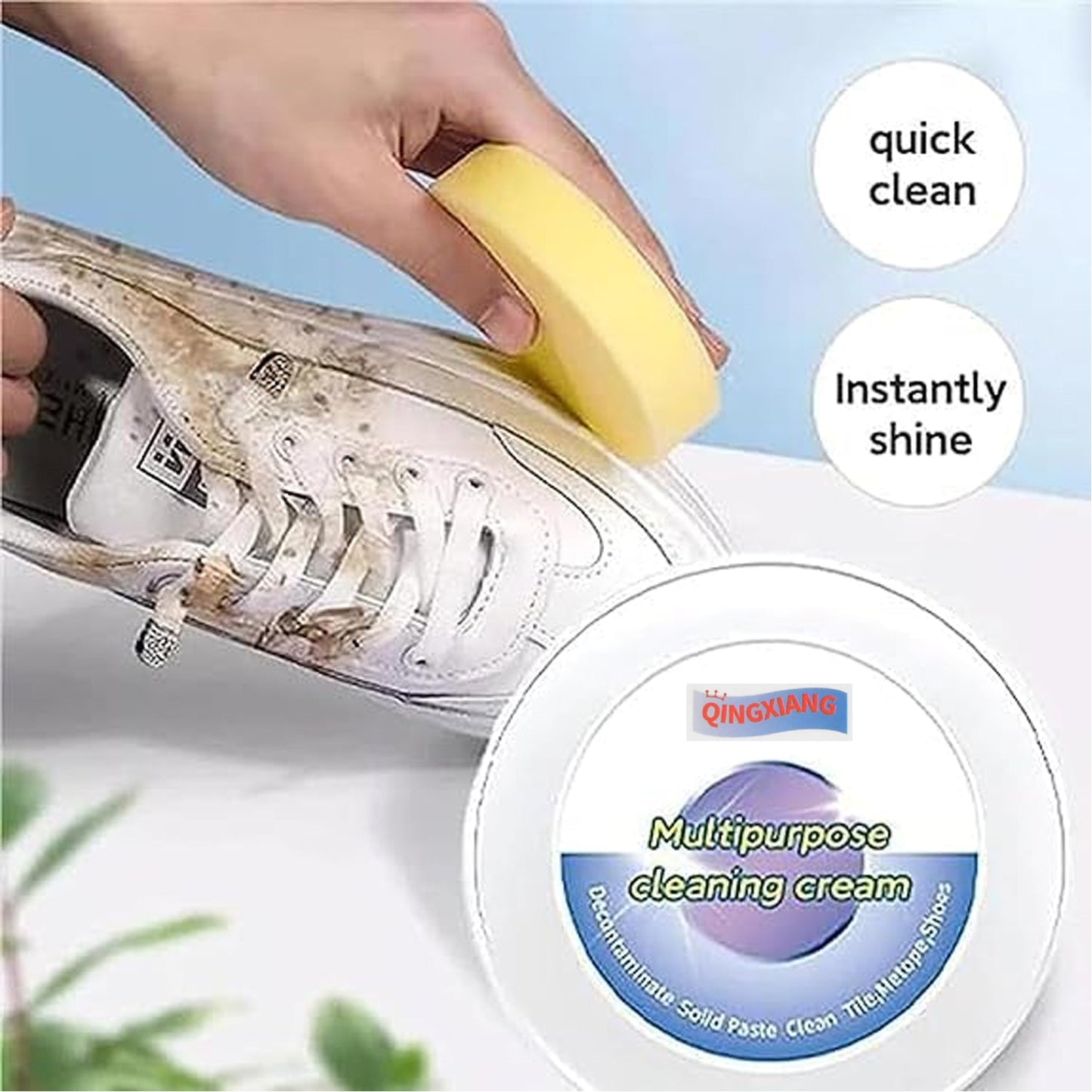 Shoe Cleaning Cream – Stain Remover for Sneakers, White Rubber Sole & Polish (260g)