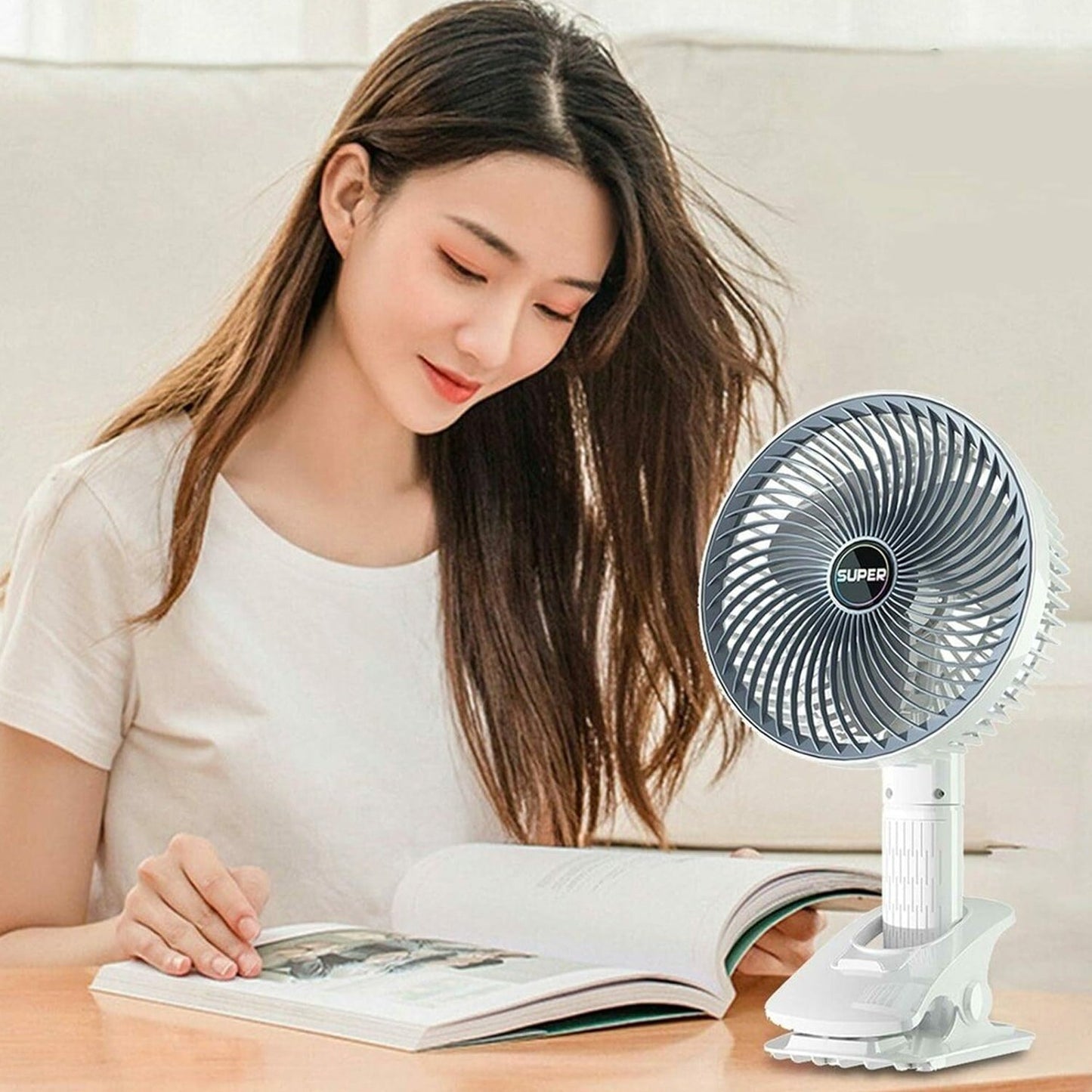 Multifunctional USB Desk Fan – Clip-On Plug & Play Fan, 1 Pc with Brown Box (On / Off Switch Not Provided)