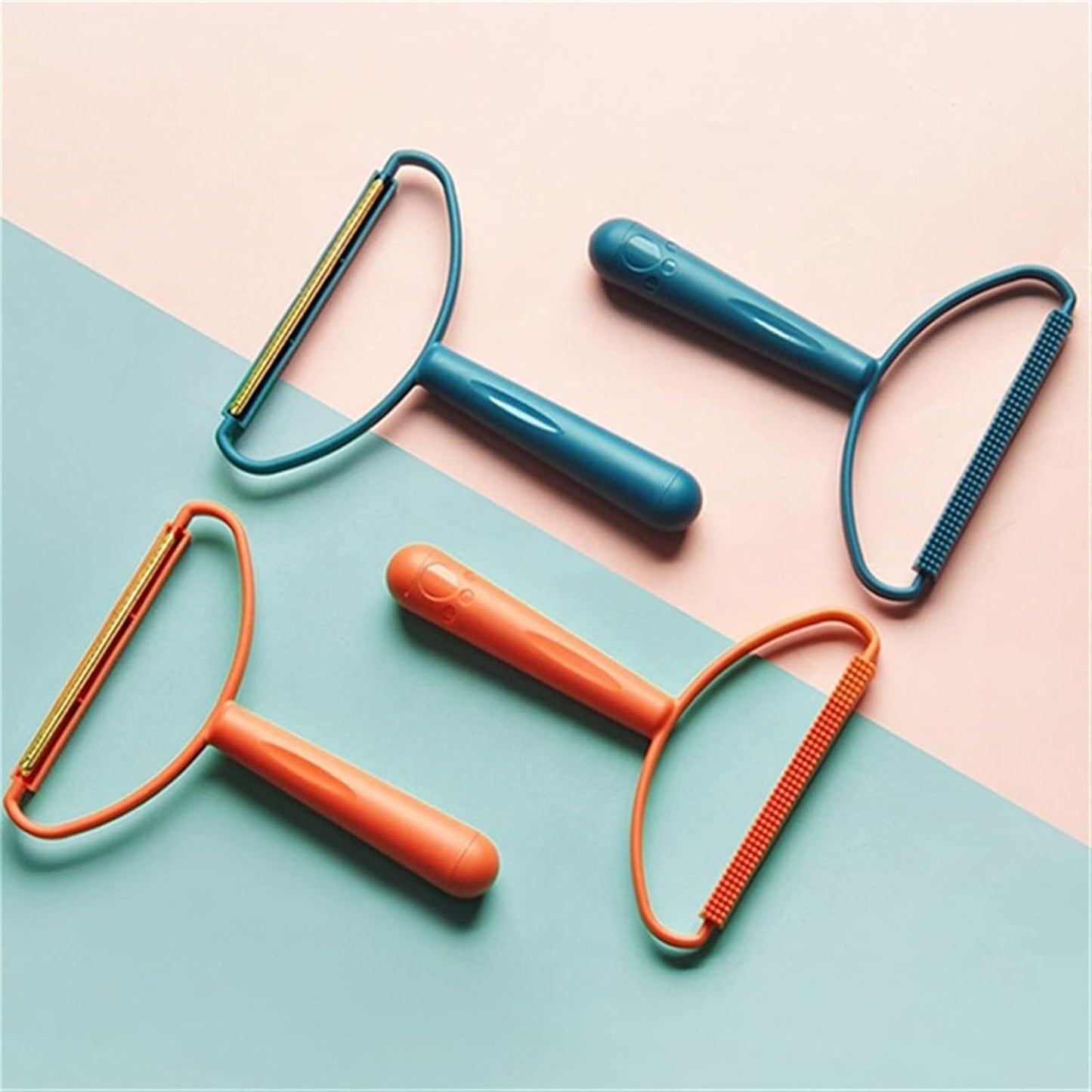 2-in-1 Portable Lint Remover – Long-Handle Brush & Sticky Roller for Clothes, Furniture & Carpets (1 Pc)