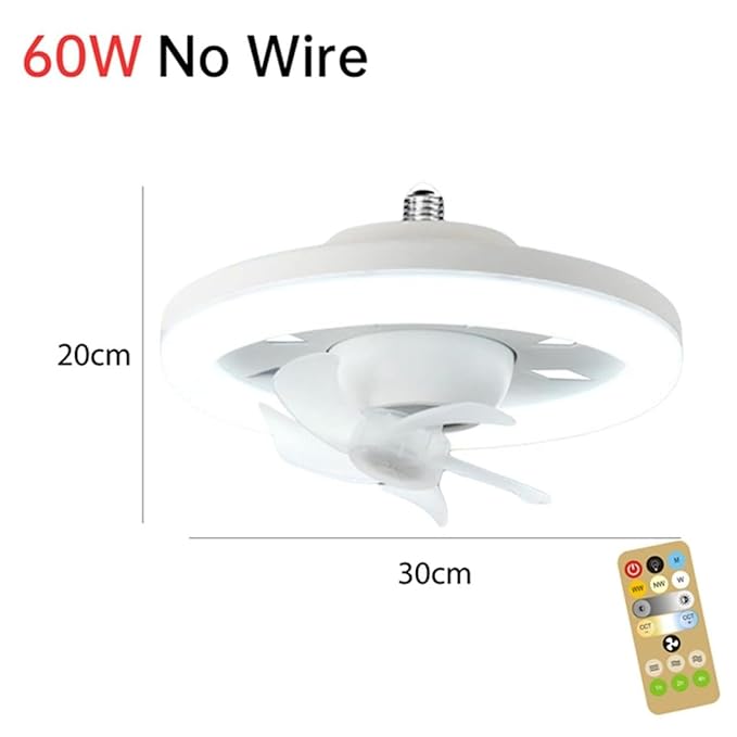 Ceiling Fan with LED Light, Remote Control, 3 Color Dimmable