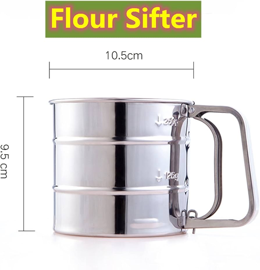 Premium 304 Stainless Steel Hand-Press Flour Sifter – Large Capacity Kitchen Sieve