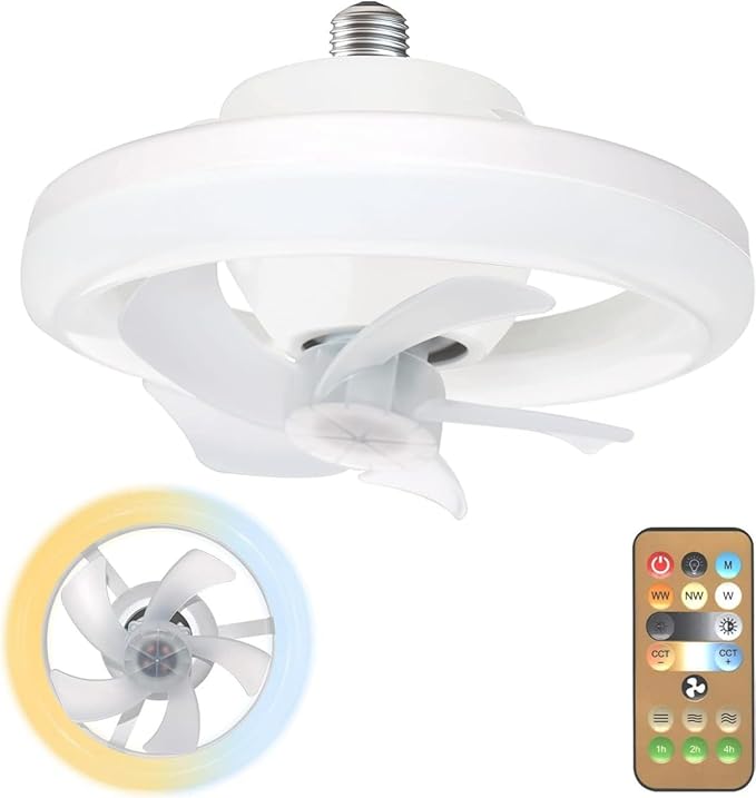 Ceiling Fan with LED Light, Remote Control, 3 Color Dimmable