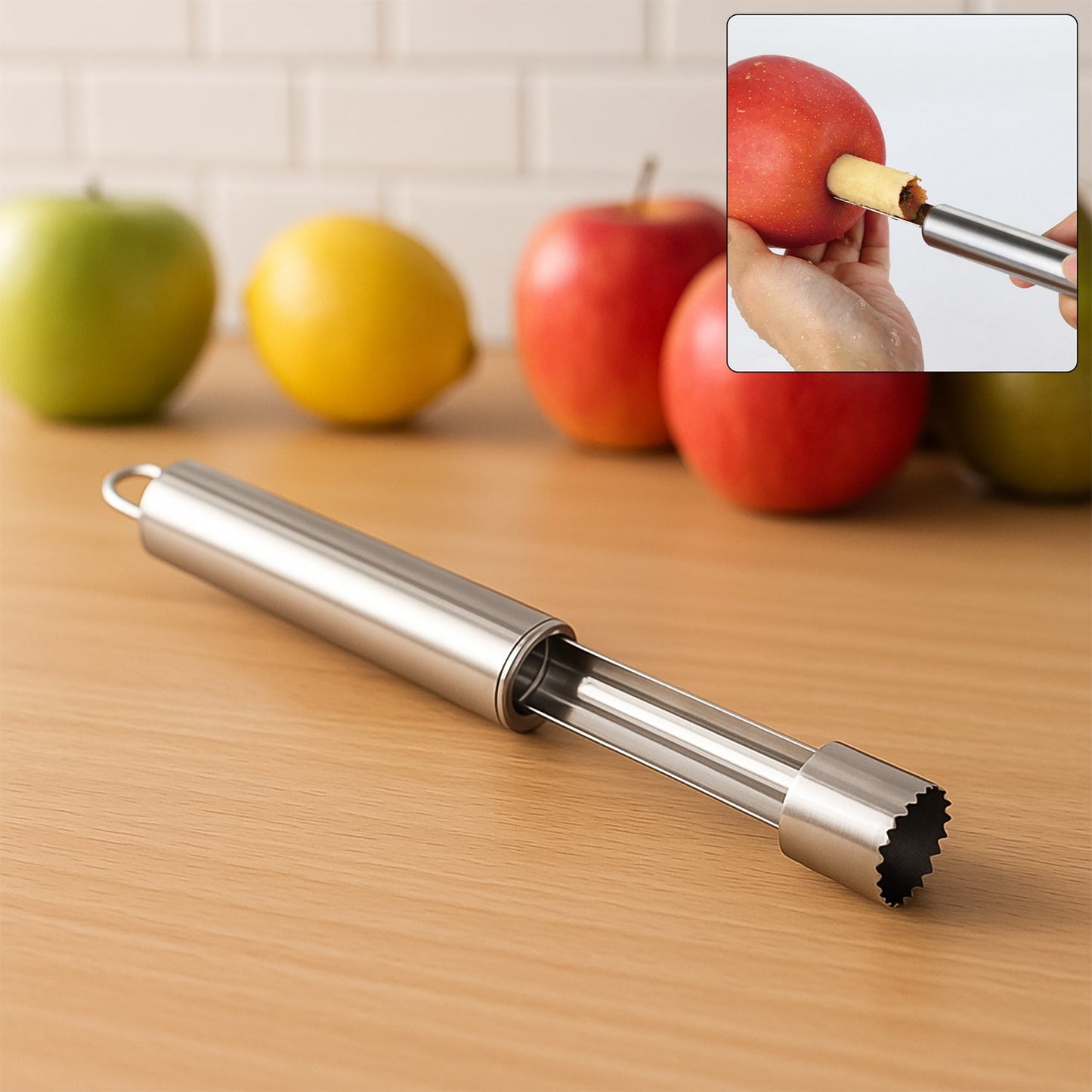 Fruit Core Stainless Steel Set, Core Remover for Apple and Pear, Kitchen Prep Tool Fruit Core Remover Tool with Soft Handle, Apple Corer Stainless Steel, Kitchen Gadget Dishwasher Safe