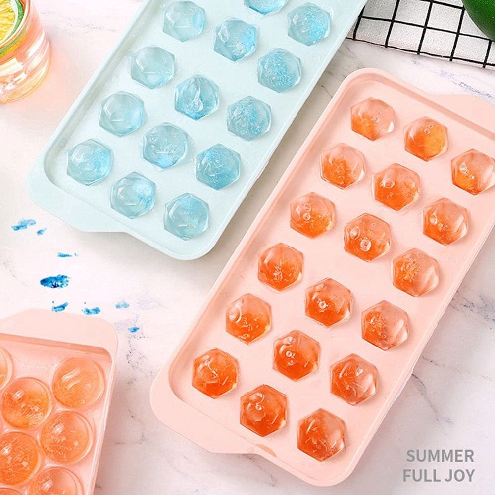 Flexible Round Ice Cube Trays, 33 Cavity Mini Round Blue Plastic Ice Cube Tray  (Pack of 2)