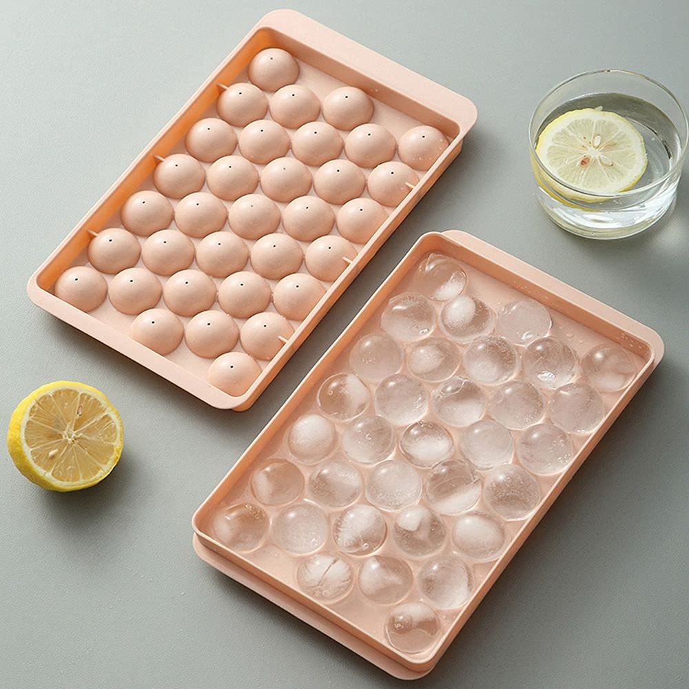 Flexible Round Ice Cube Trays, 33 Cavity Mini Round Blue Plastic Ice Cube Tray  (Pack of 2)