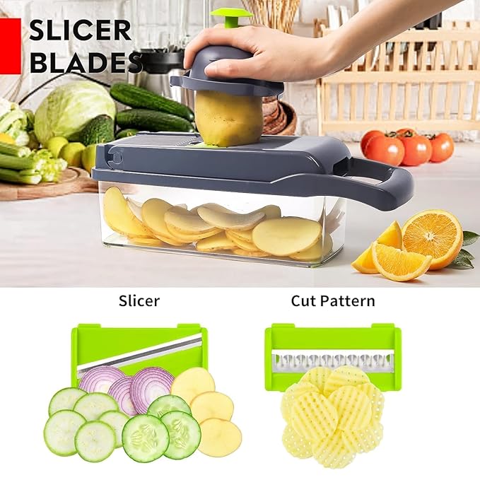 14-in-1 Vegetable Chopper & Slicer | Multifunctional Dicer with 8 Blades