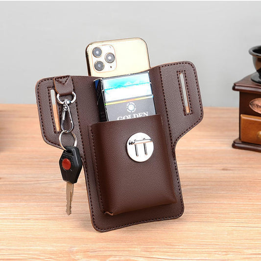 Leather Belt Phone Pouch Cell Phone Belt Holder for Men Cell Phone Holster Belt Clip Phone Case for Women and Men