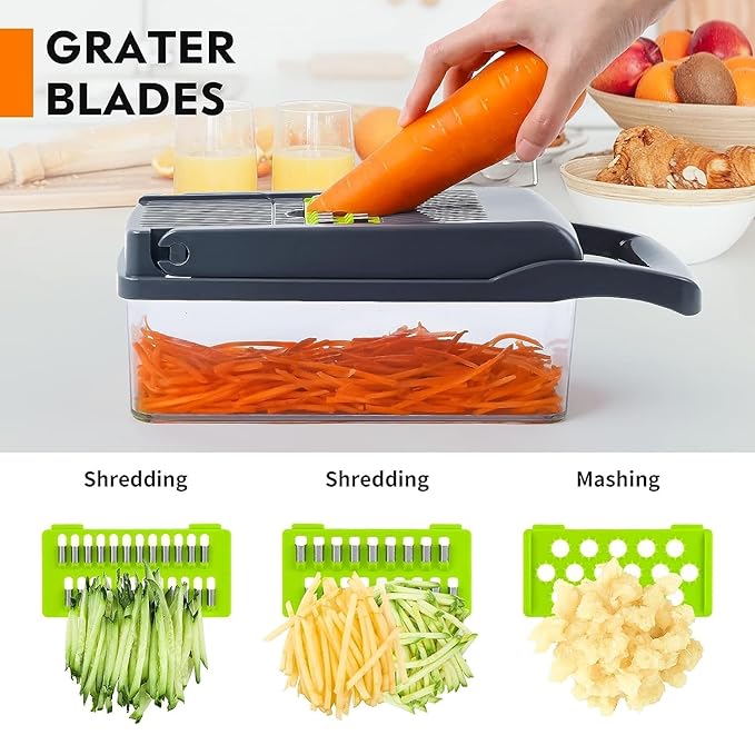 14-in-1 Vegetable Chopper & Slicer | Multifunctional Dicer with 8 Blades