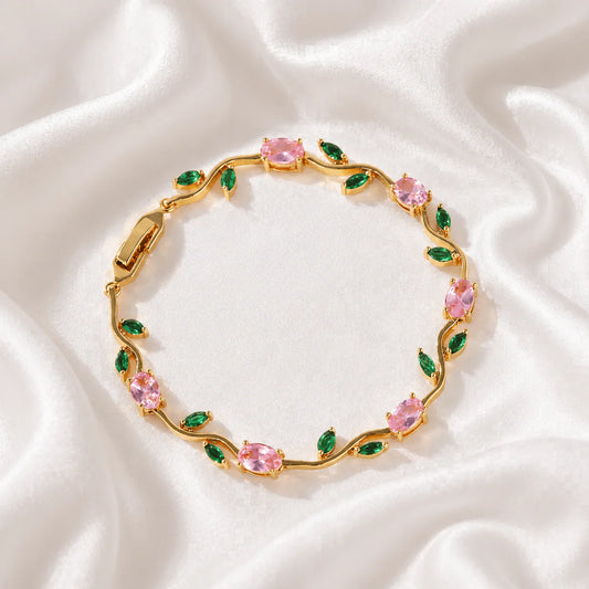 KBK Blooming Vine Crystal Bracelet | Women's Zircon Wave Bracelet | Gift for Her