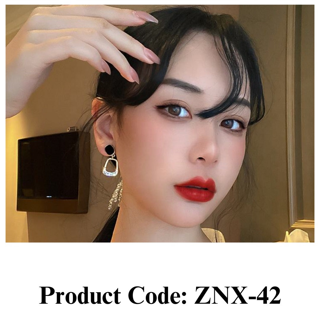 Black Stone & Gold Rectangular Drop Earrings – Modern Luxury Jewelry for Women