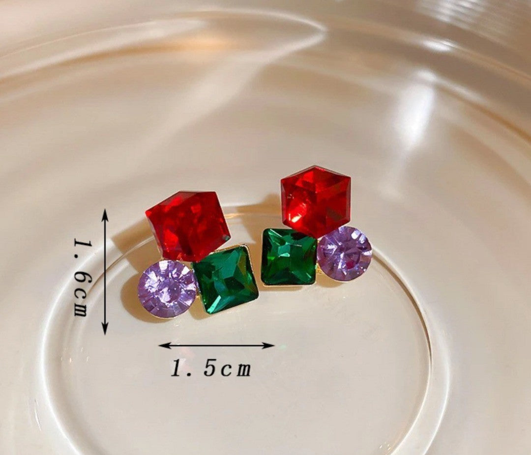 Multicolor Geometric Gemstone Earrings – Bold Statement Jewelry for Women