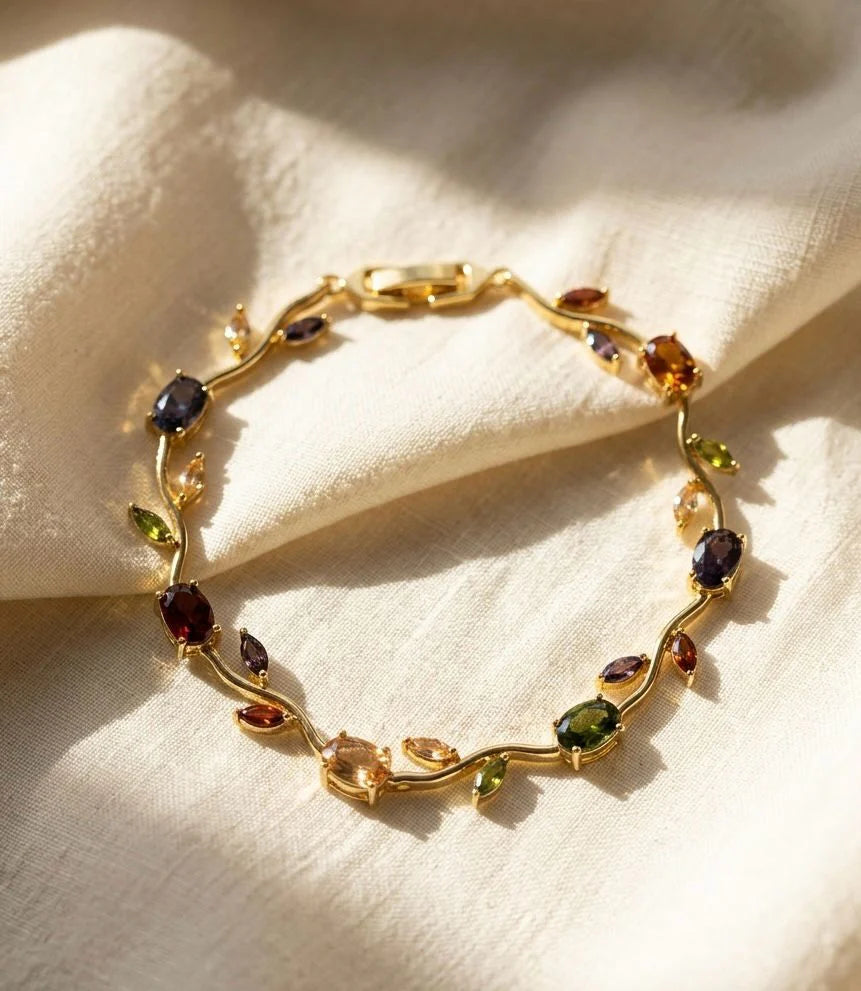 KBK Blooming Vine Crystal Bracelet | Women's Zircon Wave Bracelet | Gift for Her