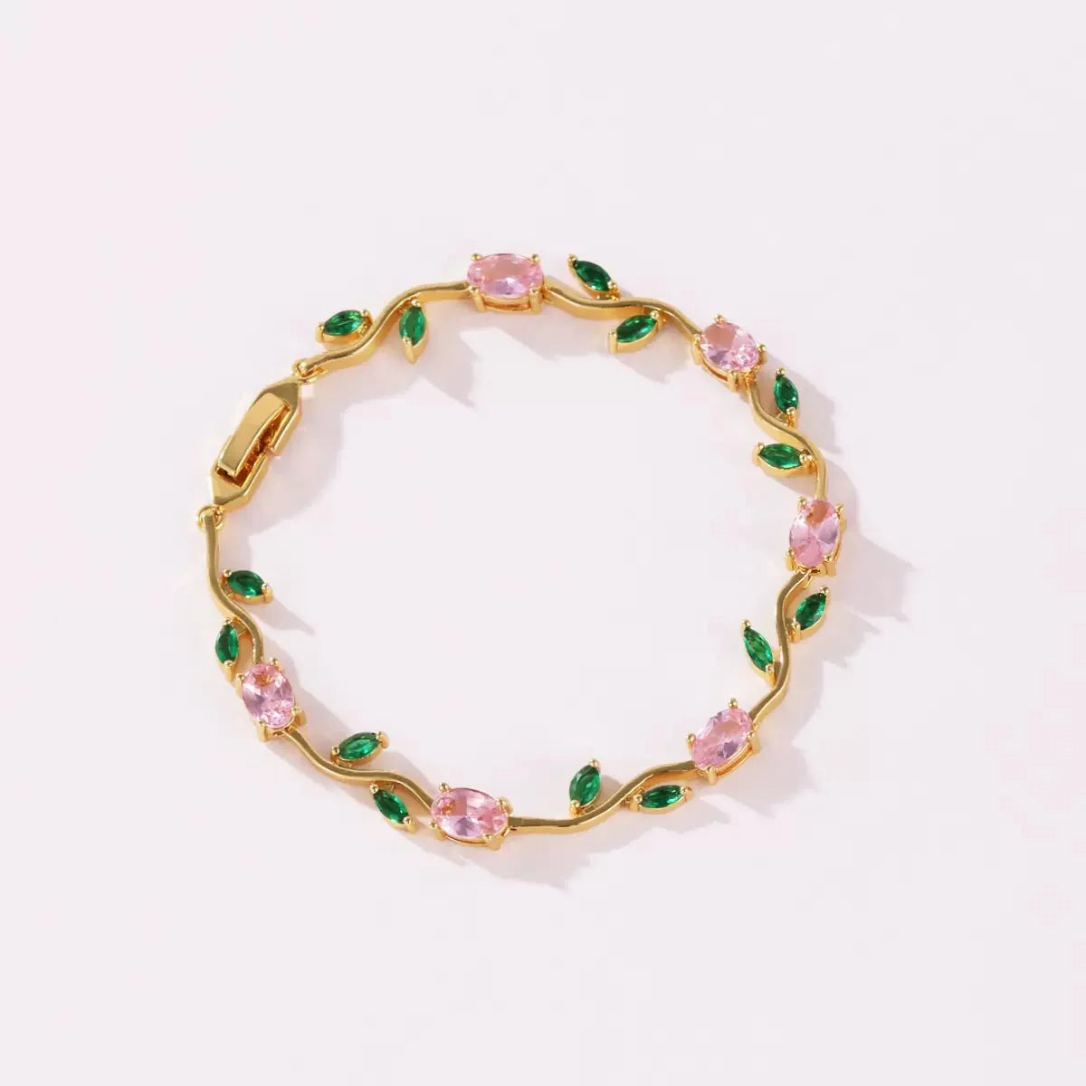 Pink Tulip Charm Bracelet | Premium Gold Finish