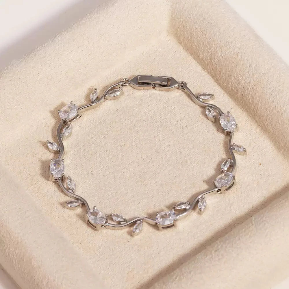 KBK Blooming Vine Crystal Bracelet | Women's Zircon Wave Bracelet | Gift for Her