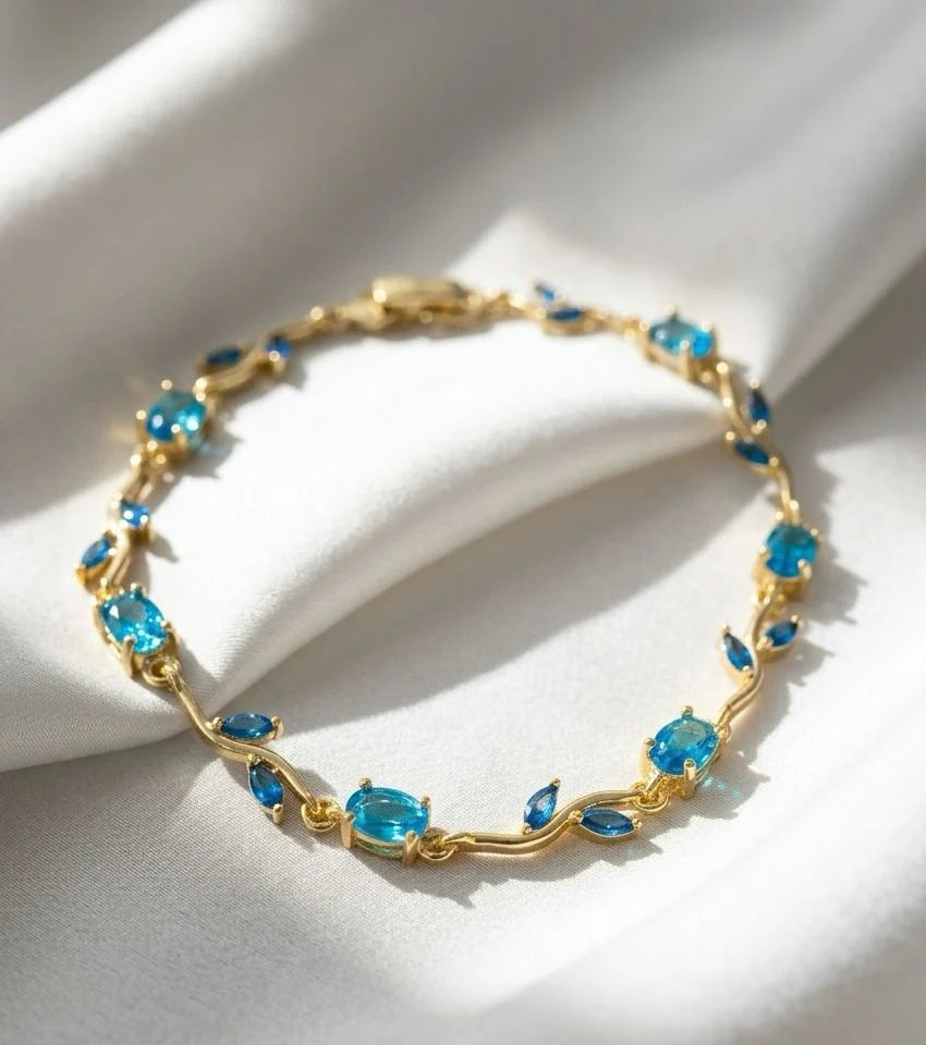 KBK Blooming Vine Crystal Bracelet | Women's Zircon Wave Bracelet | Gift for Her
