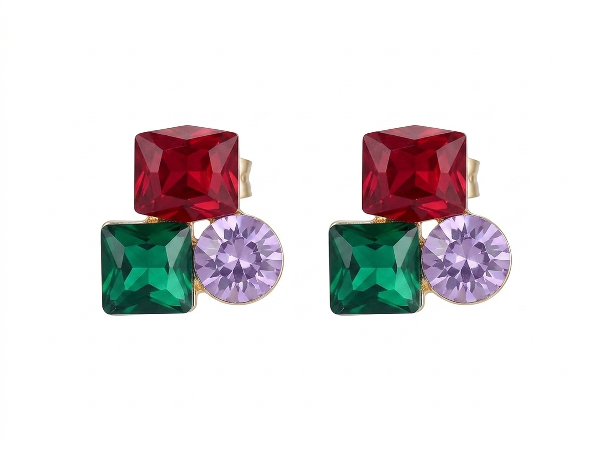 Multicolor Geometric Gemstone Earrings – Bold Statement Jewelry for Women