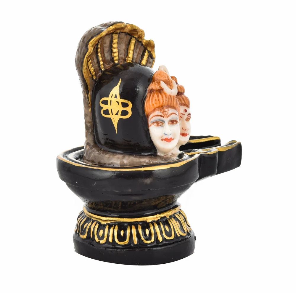 Handcrafted Black Fiber Polyresin Shiv Ling – 4" Inch, Ideal for Car