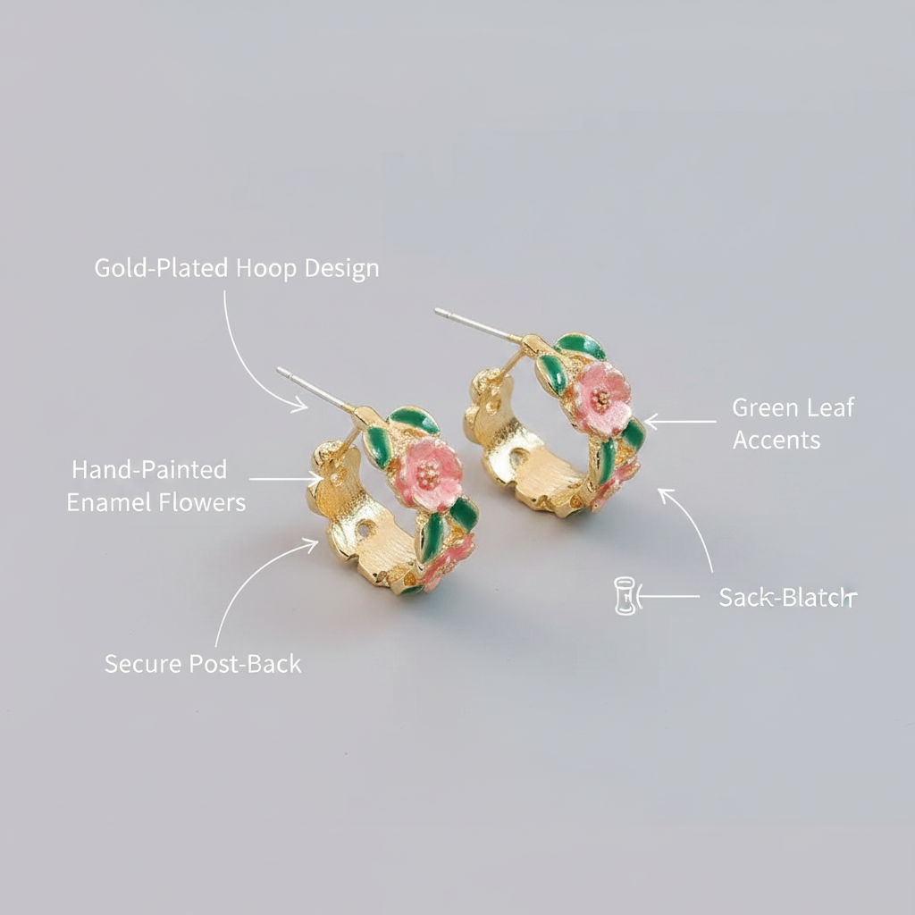 KuchhBhiKharido Gold-Plated-Floral-Hoop-Earing Alloy Hoop Earring
