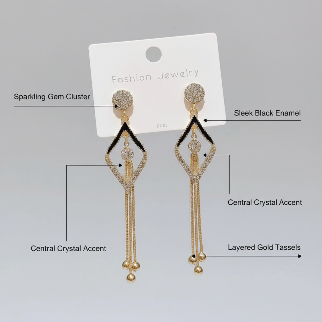 Gold‑Plated Floral Hoop Earrings – Elegant Tassel Danglers for Women