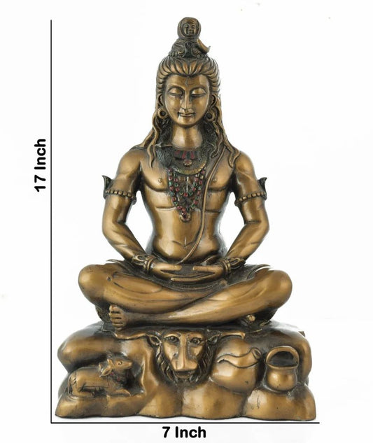 Polyresin Shiva Statue – 17" Inch, Brown, Perfect for Home